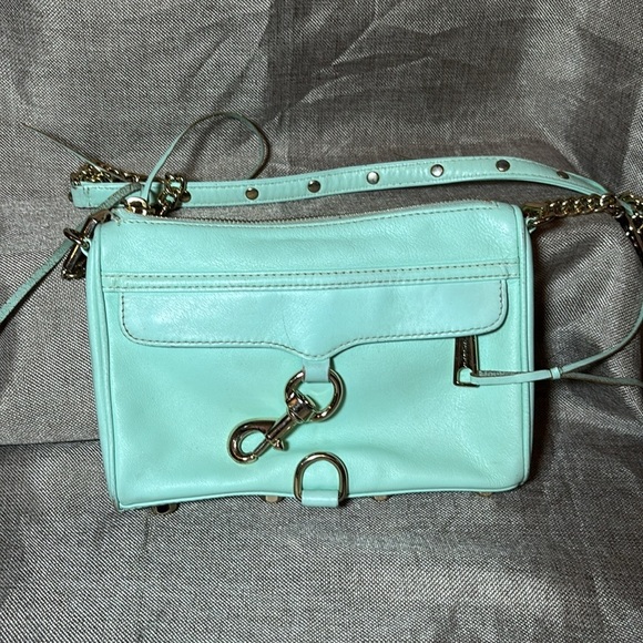Rebecca Minkoff Purse Wintermint Leather Mini MAC Crossbody Bag - Picture 1 of 13